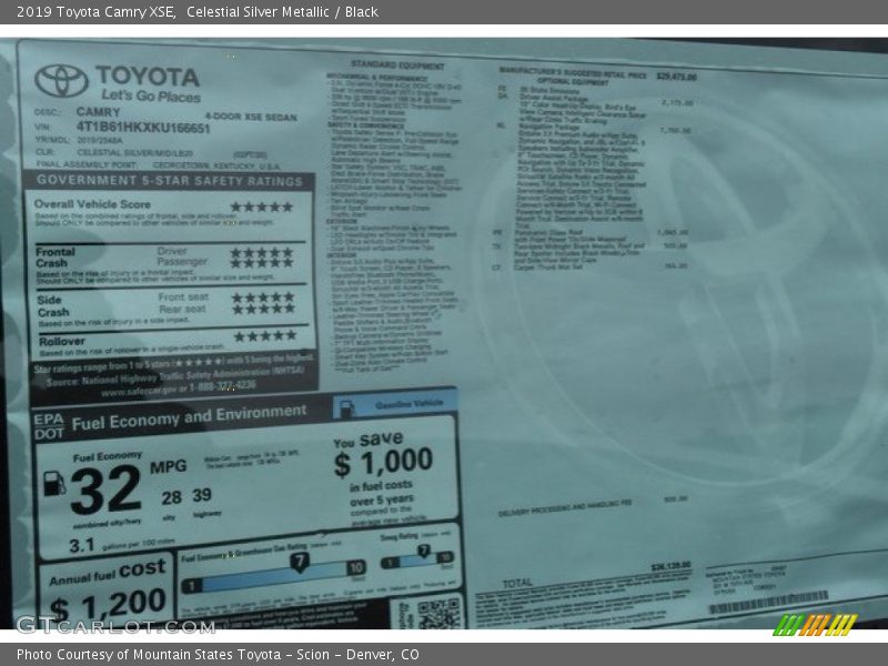 Celestial Silver Metallic / Black 2019 Toyota Camry XSE