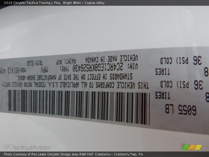 Bright White / Cognac/Alloy 2019 Chrysler Pacifica Touring L Plus