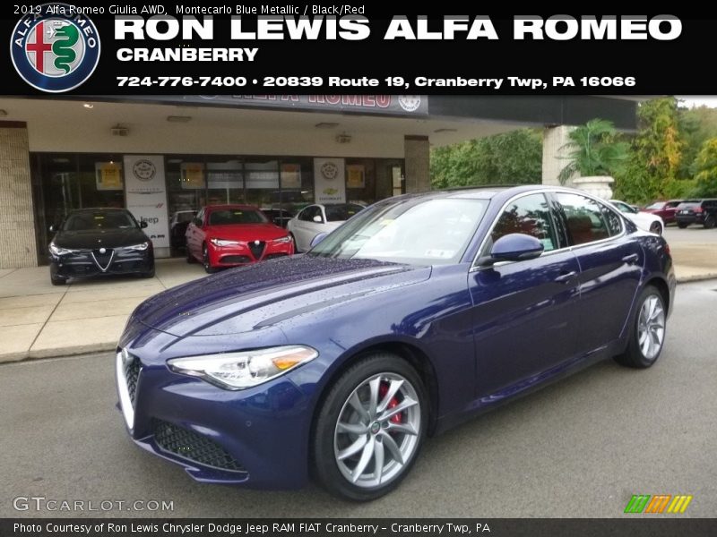 Montecarlo Blue Metallic / Black/Red 2019 Alfa Romeo Giulia AWD