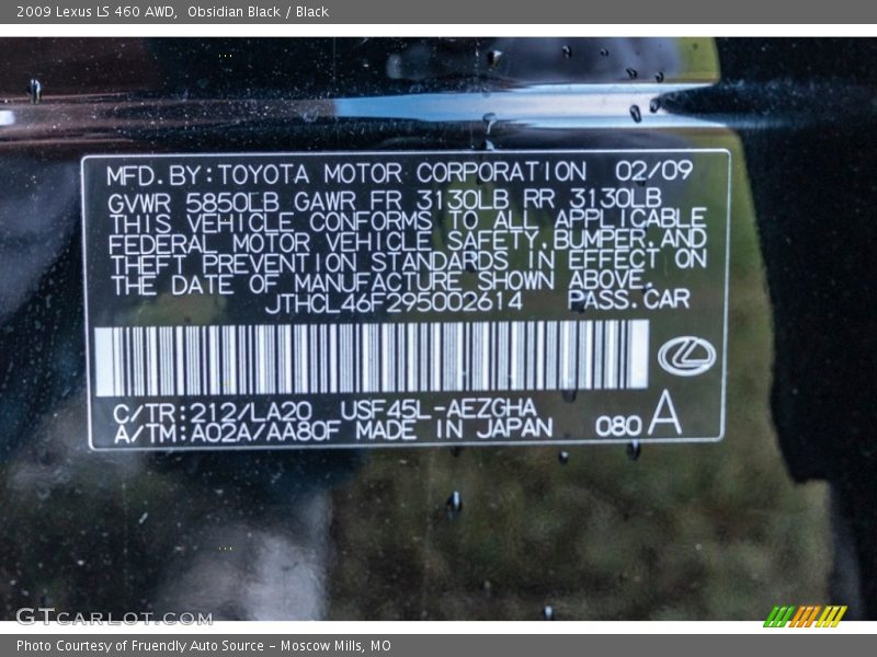 Obsidian Black / Black 2009 Lexus LS 460 AWD