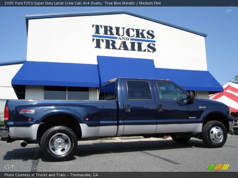 True Blue Metallic / Medium Flint 2005 Ford F350 Super Duty Lariat Crew Cab 4x4 Dually
