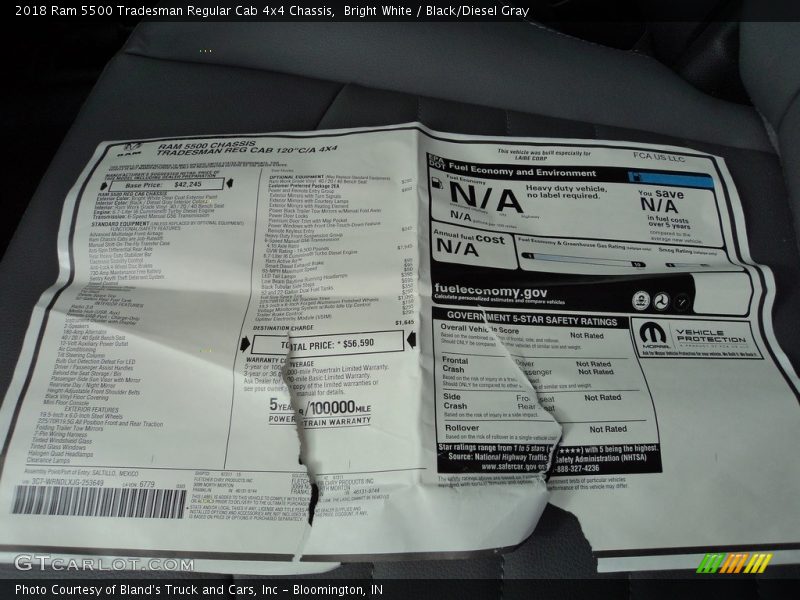 Bright White / Black/Diesel Gray 2018 Ram 5500 Tradesman Regular Cab 4x4 Chassis