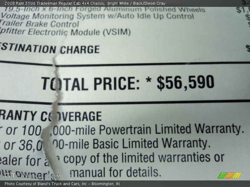 Bright White / Black/Diesel Gray 2018 Ram 5500 Tradesman Regular Cab 4x4 Chassis