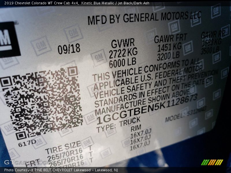 Kinetic Blue Metallic / Jet Black/Dark Ash 2019 Chevrolet Colorado WT Crew Cab 4x4