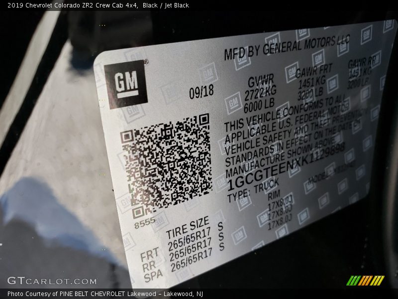 Black / Jet Black 2019 Chevrolet Colorado ZR2 Crew Cab 4x4