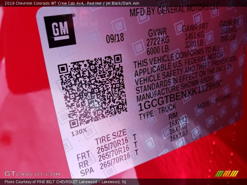 Red Hot / Jet Black/Dark Ash 2019 Chevrolet Colorado WT Crew Cab 4x4