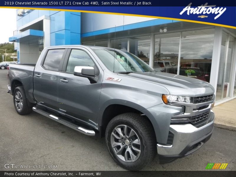Satin Steel Metallic / Jet Black 2019 Chevrolet Silverado 1500 LT Z71 Crew Cab 4WD