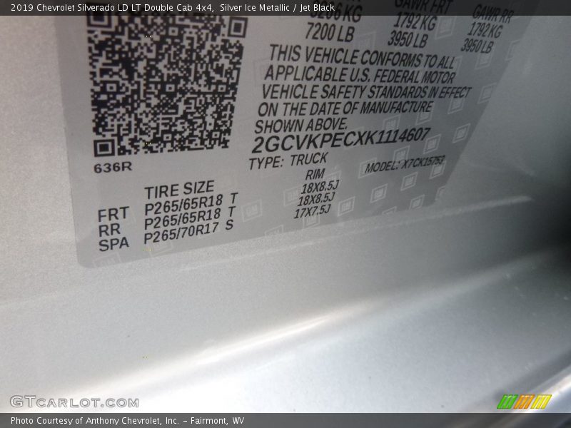 Silver Ice Metallic / Jet Black 2019 Chevrolet Silverado LD LT Double Cab 4x4