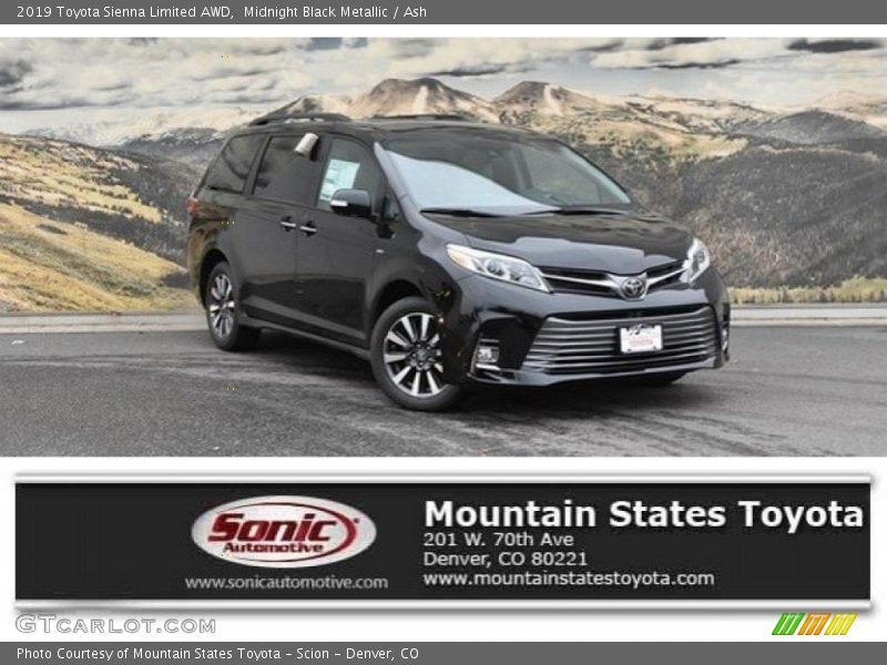 Midnight Black Metallic / Ash 2019 Toyota Sienna Limited AWD