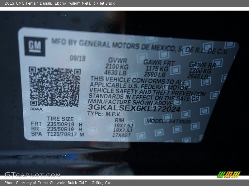 Ebony Twilight Metallic / Jet Black 2019 GMC Terrain Denali