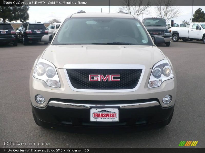 Gold Mist Metallic / Ebony 2009 GMC Acadia SLE AWD