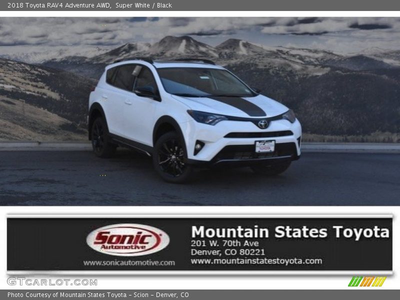 Super White / Black 2018 Toyota RAV4 Adventure AWD