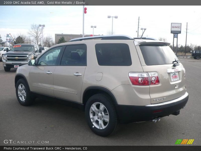 Gold Mist Metallic / Ebony 2009 GMC Acadia SLE AWD