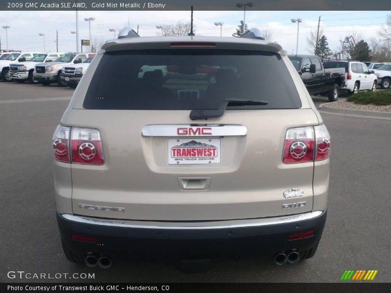 Gold Mist Metallic / Ebony 2009 GMC Acadia SLE AWD