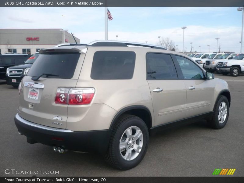 Gold Mist Metallic / Ebony 2009 GMC Acadia SLE AWD