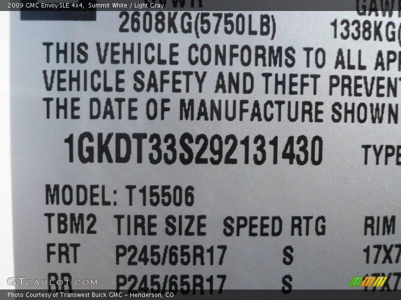 Summit White / Light Gray 2009 GMC Envoy SLE 4x4