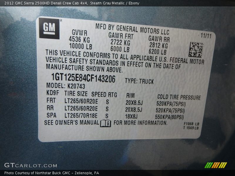 Stealth Gray Metallic / Ebony 2012 GMC Sierra 2500HD Denali Crew Cab 4x4