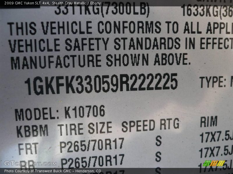 Stealth Gray Metallic / Ebony 2009 GMC Yukon SLT 4x4