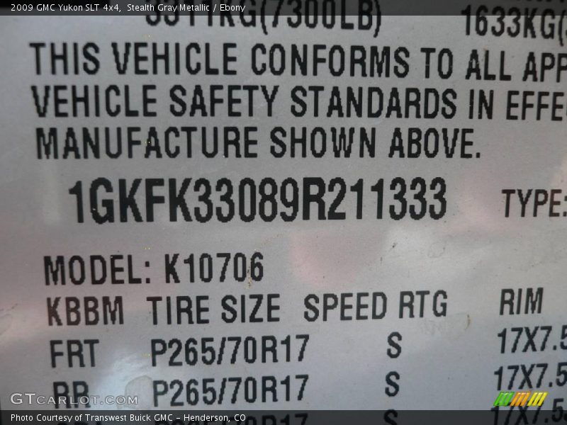 Stealth Gray Metallic / Ebony 2009 GMC Yukon SLT 4x4