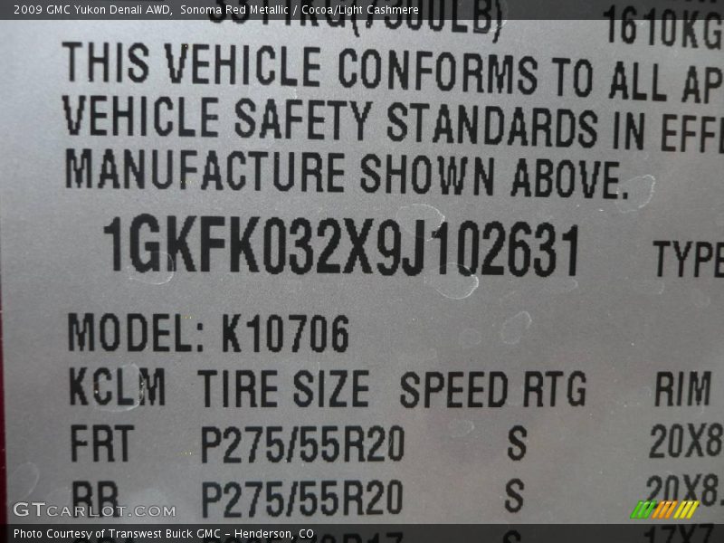 Sonoma Red Metallic / Cocoa/Light Cashmere 2009 GMC Yukon Denali AWD