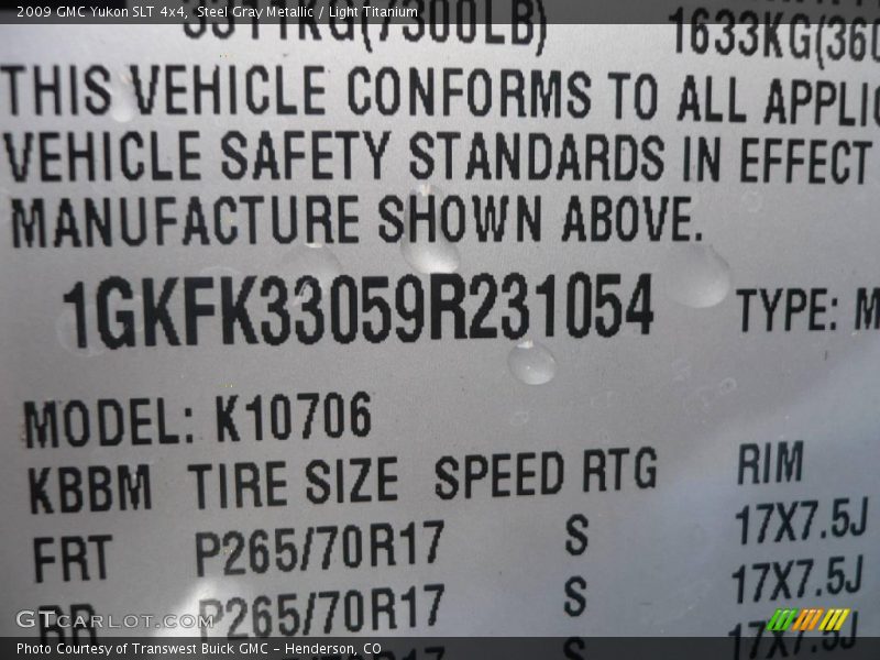 Steel Gray Metallic / Light Titanium 2009 GMC Yukon SLT 4x4
