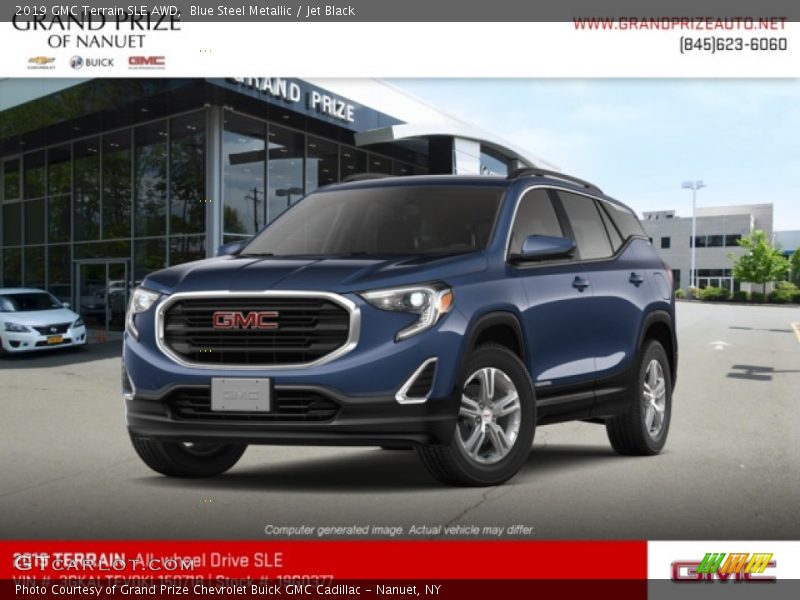 Blue Steel Metallic / Jet Black 2019 GMC Terrain SLE AWD