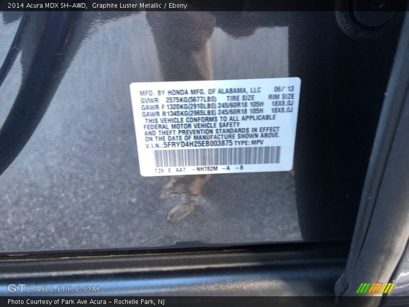 Graphite Luster Metallic / Ebony 2014 Acura MDX SH-AWD