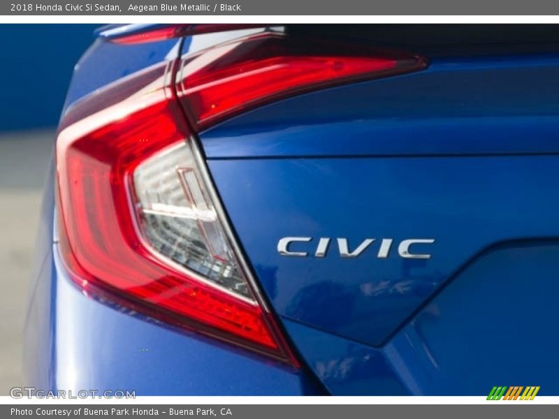 Aegean Blue Metallic / Black 2018 Honda Civic Si Sedan