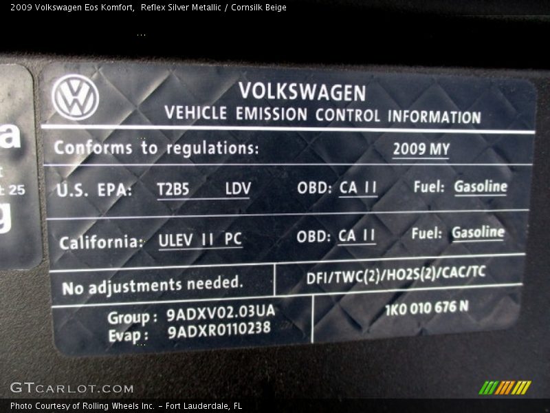 Reflex Silver Metallic / Cornsilk Beige 2009 Volkswagen Eos Komfort