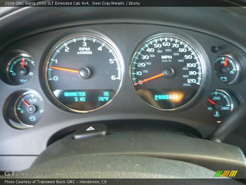Steel Gray Metallic / Ebony 2009 GMC Sierra 1500 SLT Extended Cab 4x4