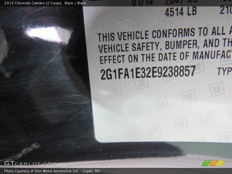 Black / Black 2014 Chevrolet Camaro LS Coupe