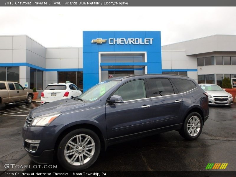 Atlantis Blue Metallic / Ebony/Mojave 2013 Chevrolet Traverse LT AWD
