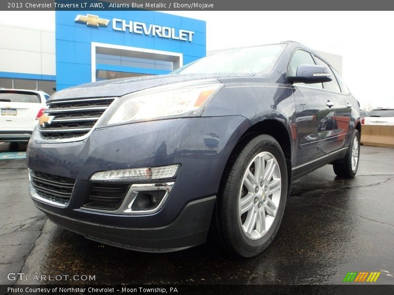Atlantis Blue Metallic / Ebony/Mojave 2013 Chevrolet Traverse LT AWD