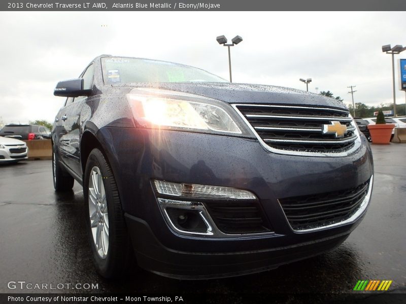 Atlantis Blue Metallic / Ebony/Mojave 2013 Chevrolet Traverse LT AWD