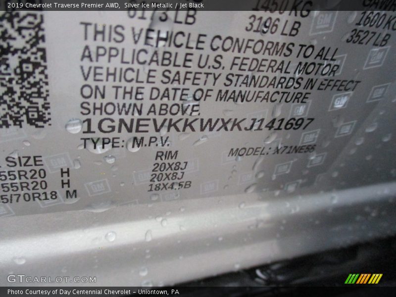 Silver Ice Metallic / Jet Black 2019 Chevrolet Traverse Premier AWD
