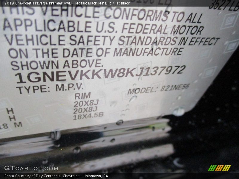 Mosaic Black Metallic / Jet Black 2019 Chevrolet Traverse Premier AWD