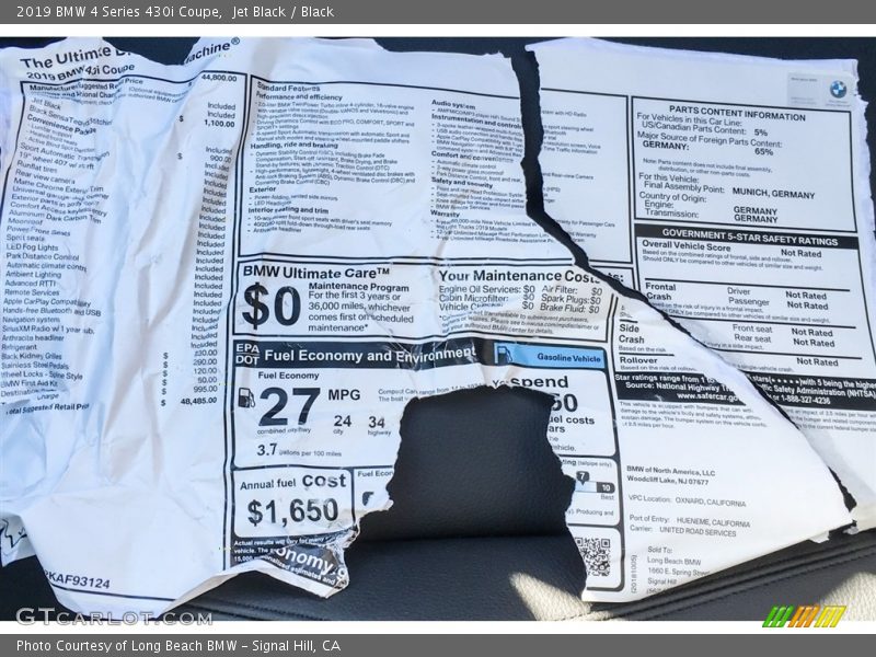 Jet Black / Black 2019 BMW 4 Series 430i Coupe