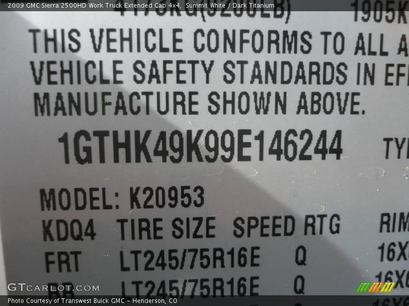 Summit White / Dark Titanium 2009 GMC Sierra 2500HD Work Truck Extended Cab 4x4