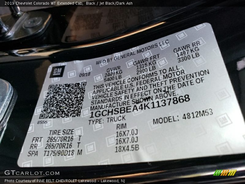 Black / Jet Black/Dark Ash 2019 Chevrolet Colorado WT Extended Cab