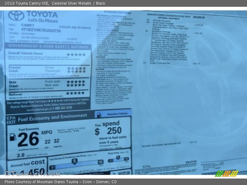 Celestial Silver Metallic / Black 2019 Toyota Camry XSE