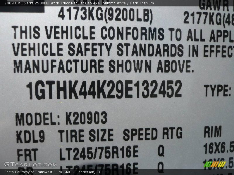 Summit White / Dark Titanium 2009 GMC Sierra 2500HD Work Truck Regular Cab 4x4