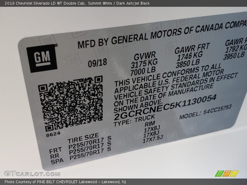 Summit White / Dark Ash/Jet Black 2019 Chevrolet Silverado LD WT Double Cab