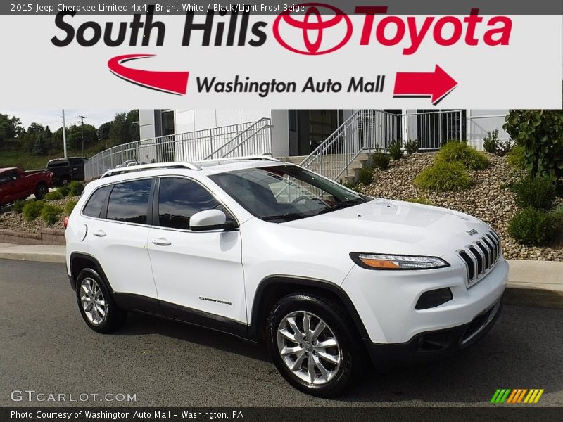 Bright White / Black/Light Frost Beige 2015 Jeep Cherokee Limited 4x4