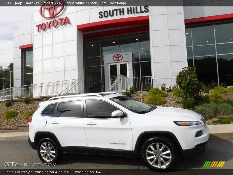 Bright White / Black/Light Frost Beige 2015 Jeep Cherokee Limited 4x4