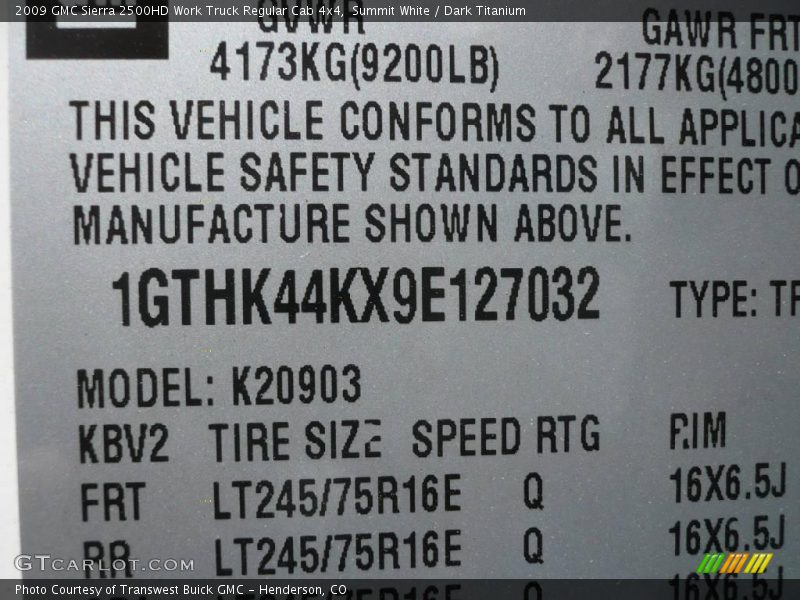 Summit White / Dark Titanium 2009 GMC Sierra 2500HD Work Truck Regular Cab 4x4