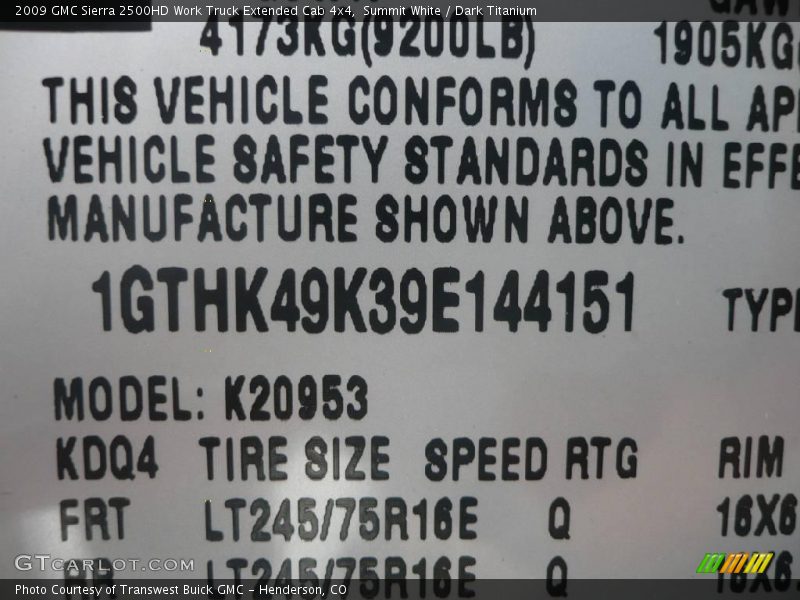 Summit White / Dark Titanium 2009 GMC Sierra 2500HD Work Truck Extended Cab 4x4