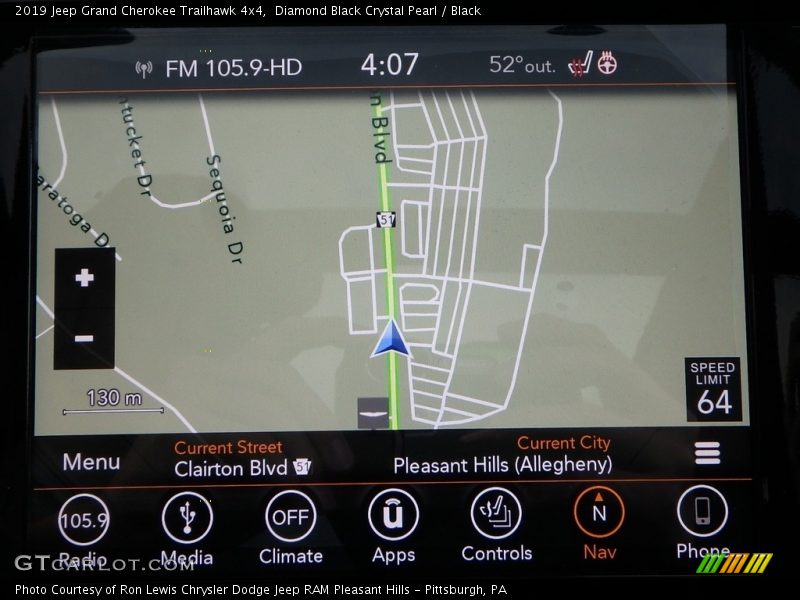 Navigation of 2019 Grand Cherokee Trailhawk 4x4