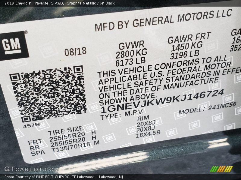 Graphite Metallic / Jet Black 2019 Chevrolet Traverse RS AWD