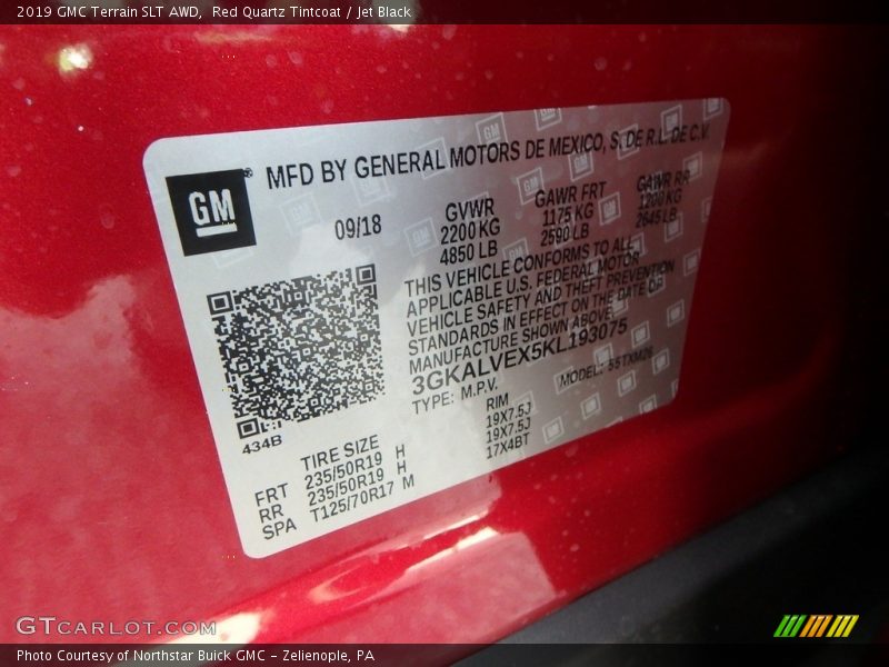 Red Quartz Tintcoat / Jet Black 2019 GMC Terrain SLT AWD
