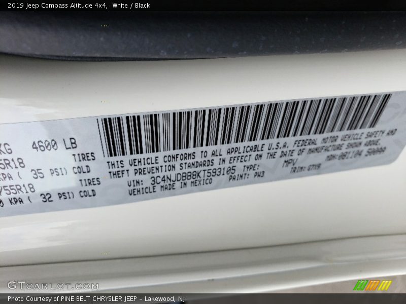 White / Black 2019 Jeep Compass Altitude 4x4